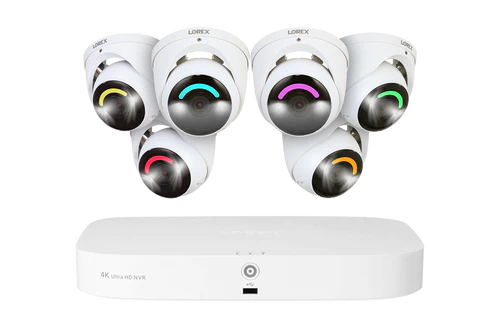 Fusion 4K 16 Camera Capable (8 Wired and 8 Wi-Fi) 2TB Wired NVR System with Dome Cameras Featuring Smart Security Lighting