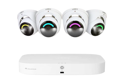 Fusion 4K 16 Camera Capable (8 Wired and 8 Wi-Fi) 2TB Wired NVR System with Dome Cameras Featuring Smart Security Lighting